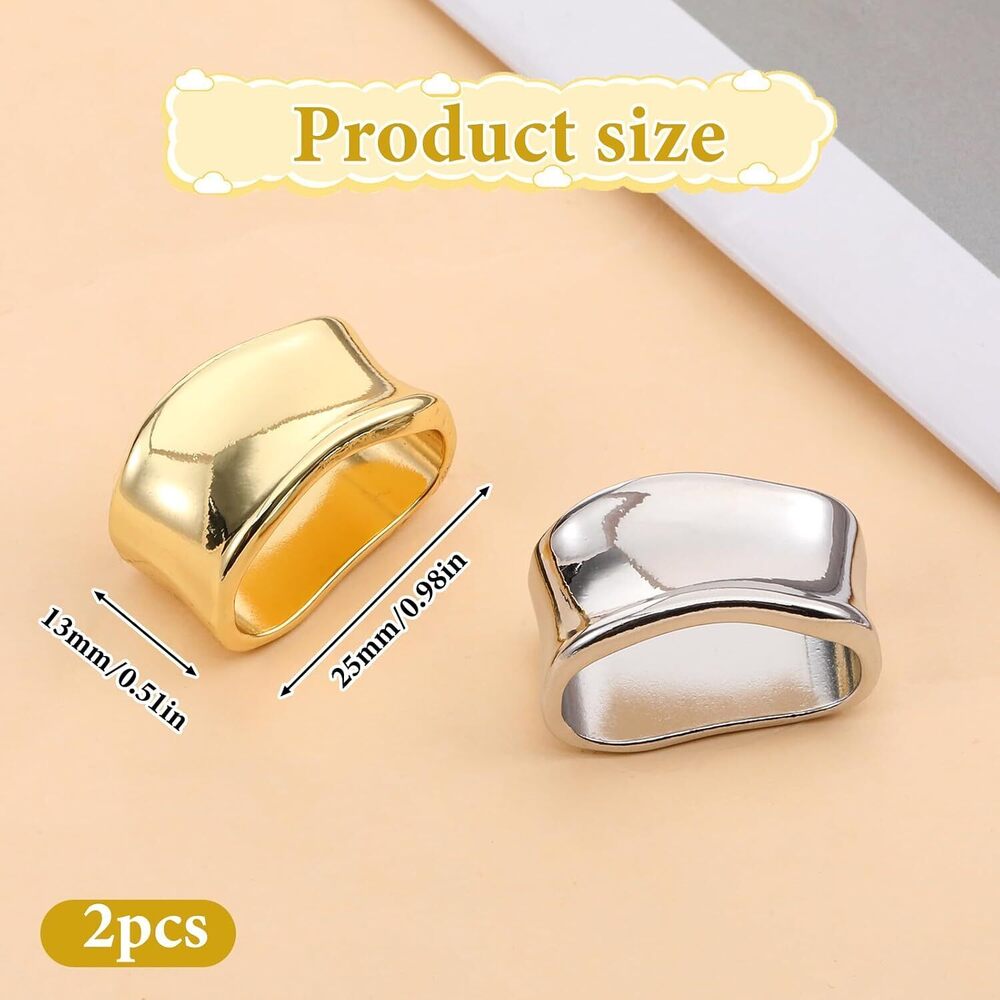 2 Pcs Scarf Clip Oblate Silk Scarf Ring Brooch Gold & Silver Metal Clips Shawl - Picture 5 of 7